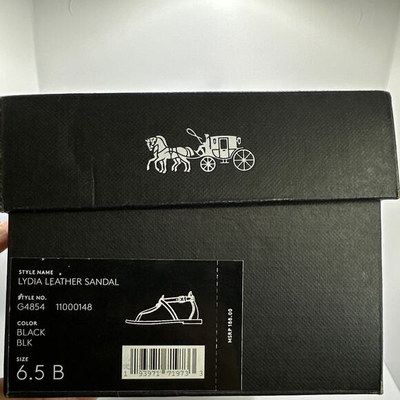 NIB COACH Shoulder Lydia Sandals Black Leather Size 6.5B - Picture 9 of 10